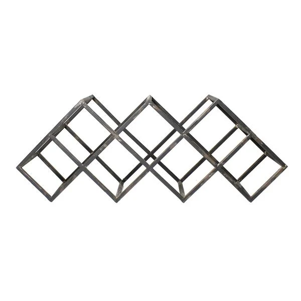 Benzara  BM218271 Metal Wine Bottle Rack with 7 Storage Slots, Gray