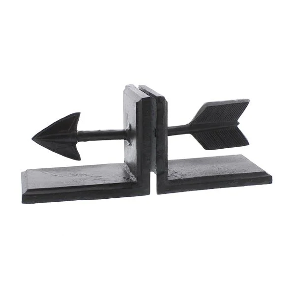 Benzara BM218285 Metal Arrow Bookends, Brown