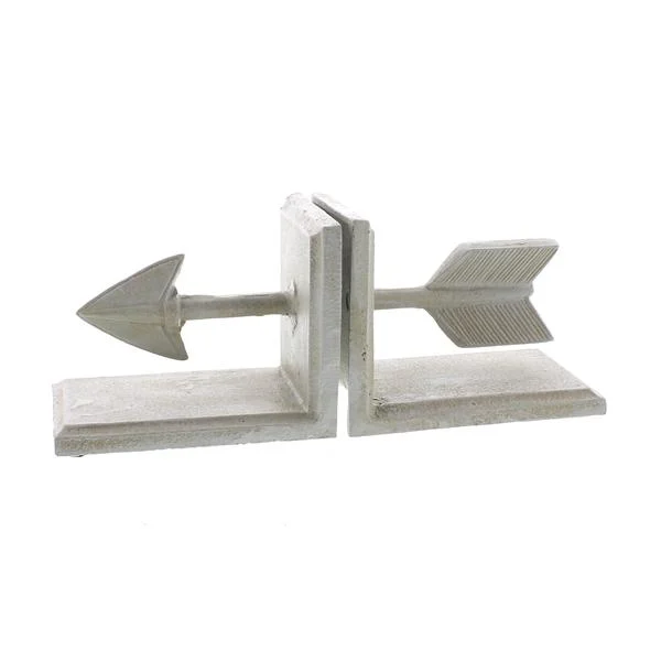 Benzara BM218286 Metal Arrow Bookends, White