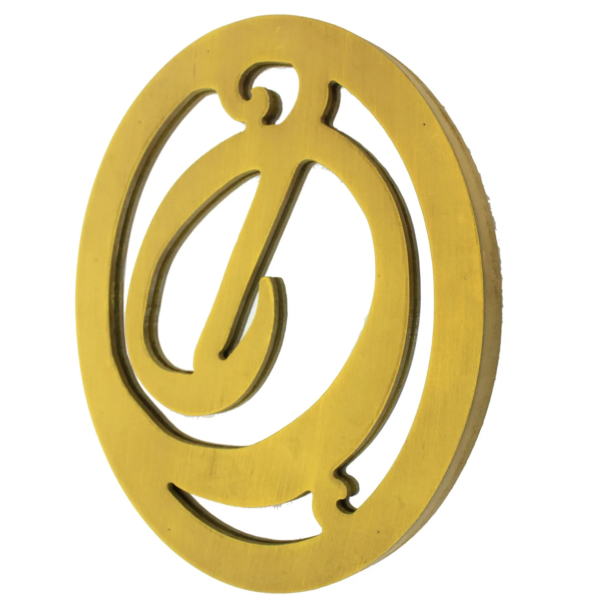 Benzara BM218414 Wooden Oval Frame Wall Monogram with D Letter, Yellow