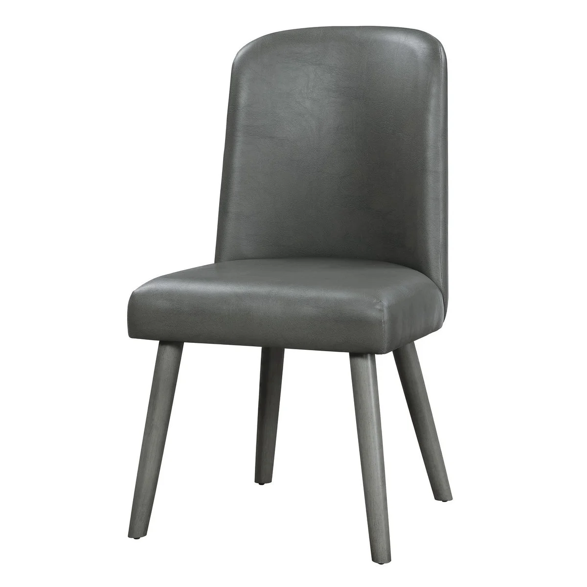 Benzara BM218606 Leatherette Dining Chair with Splayed Wooden Legs, Set of 2, Gray