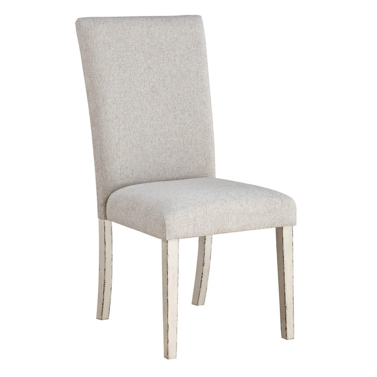 Benzara BM218610 Wood and Fabric Dining Chairs, Set of 2, White and Gray