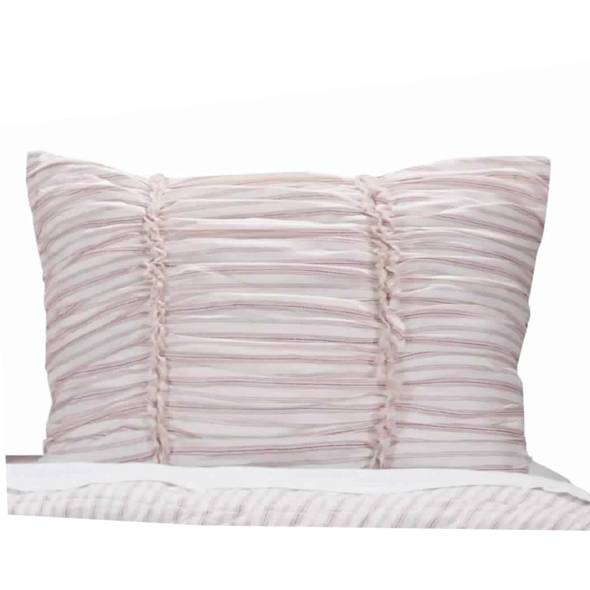 Benzara BM218777 20 X 26 Polyester Filled Pillow Sham with Horizontal Ruffles, Offwhite