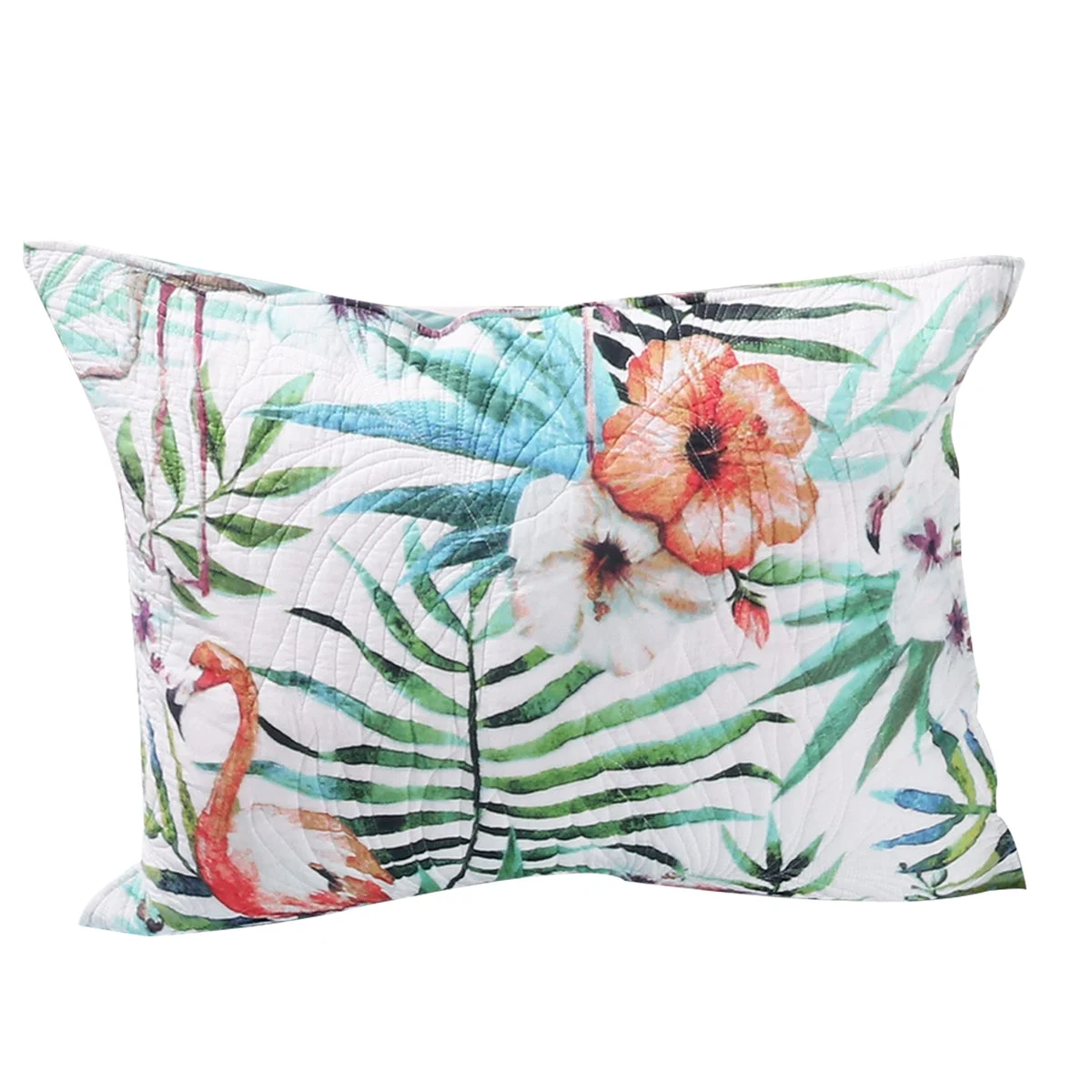 Benzara BM218778 20 X 36 Floral Print Pillow Sham with Cotton and Polyester Fill, Multicolor