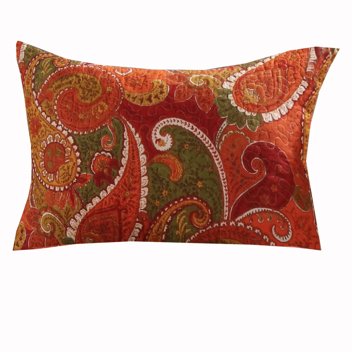 Benzara BM218808 36 x 20 Polyester King Size Pillow Sham with Paisley Print, Cinnamon Red
