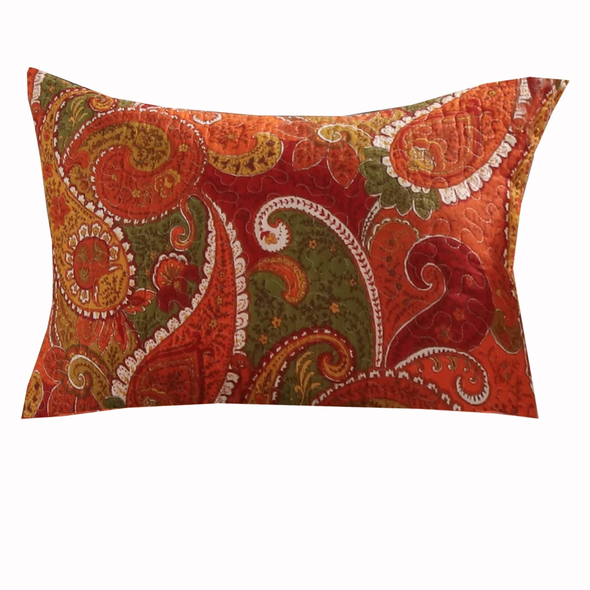 Benzara BM218809 26 x 20 Polyester Standard Size Pillow Sham with Paisley Print, Cinnamon Red