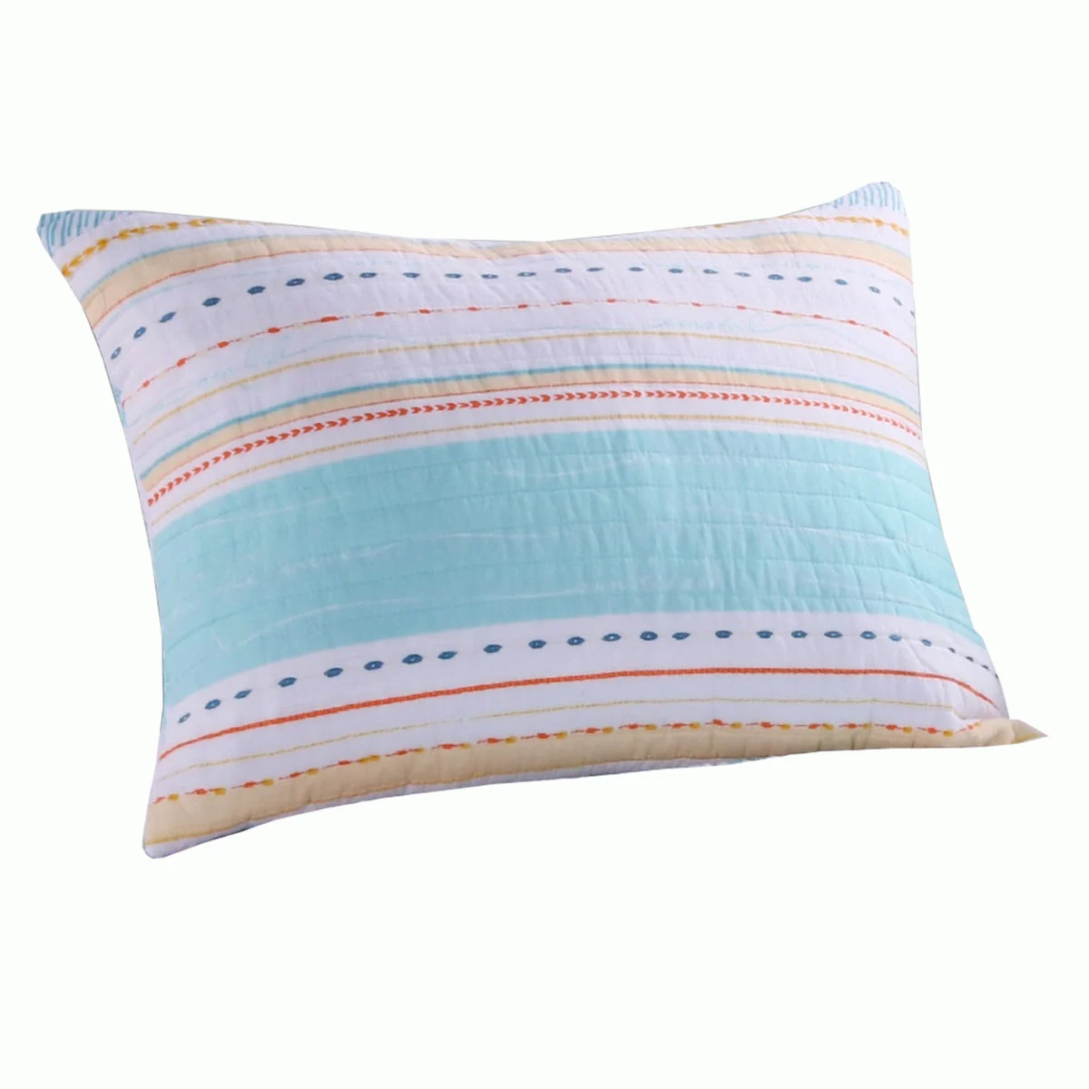 Benzara BM218826 26 x 20 inches Standard Size Pillow Sham with Stripe Print, Aqua Blue