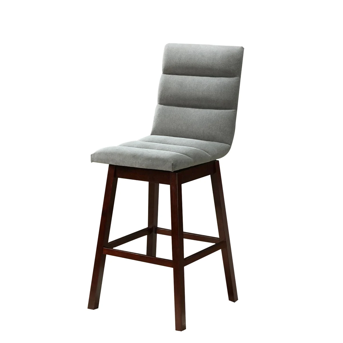 Benzara Horizontally Tufted Fabric Upholstered Barstool, Set of 2, Gray and Brown