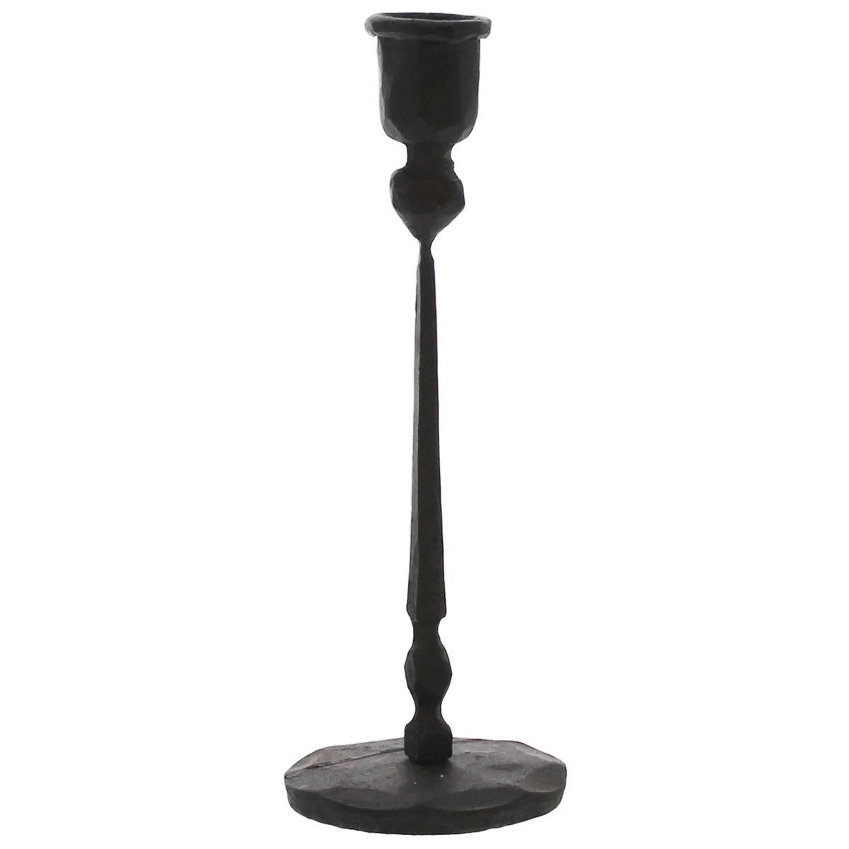 Benzara BM218971 Metal Taper Candle Holder With Hand Forged Details, Black