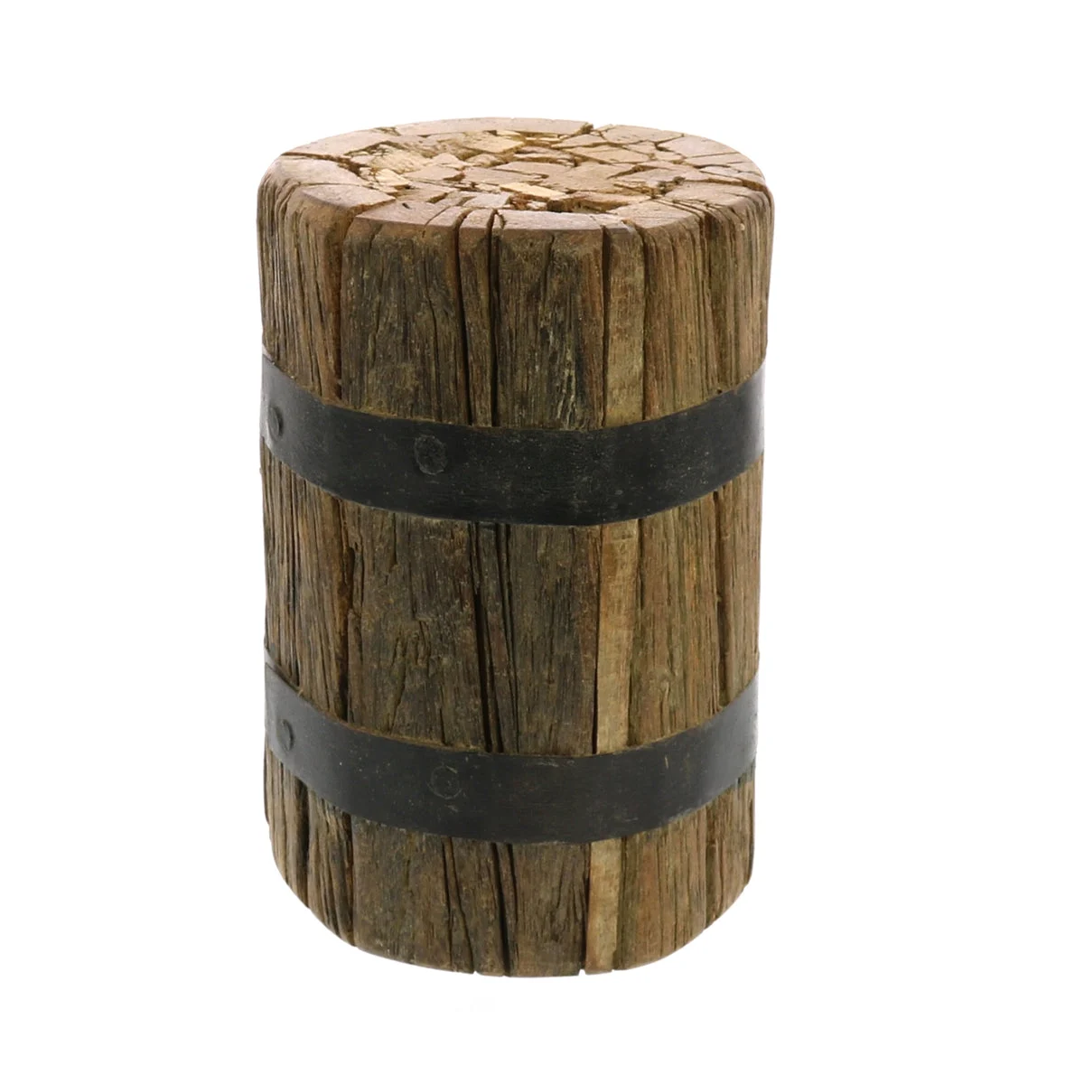 Benzara BM218974 Modern Designed Wooden Bundle With Circular Metal Pressings, Brown