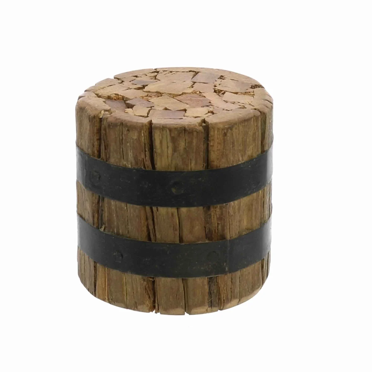 Benzara BM218976 Modern Designed Wooden Bundle With 2 Layers Of Metal Pressings, Brown