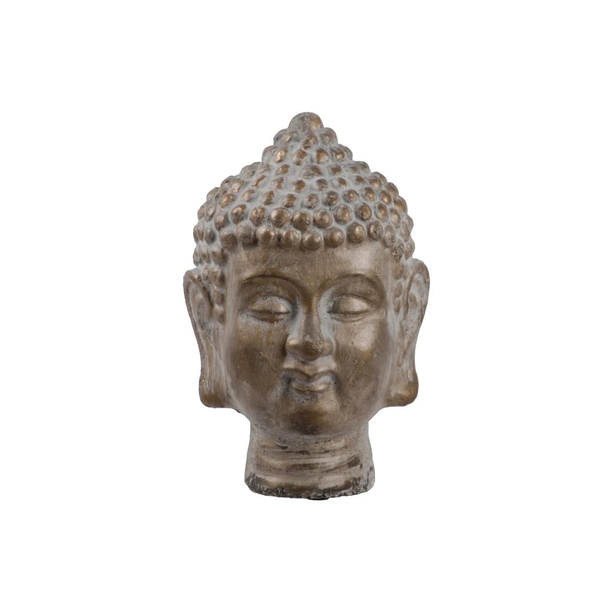 Benzara BM219200 Buddha Head Cement Figurine with Ushnisha Top, Set of 2, Gold