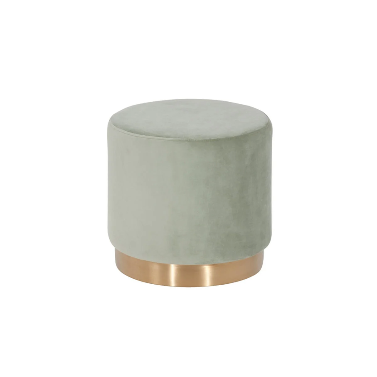 Benzara Velvet Upholstered Ottoman with Steel Base, Gray and Gold