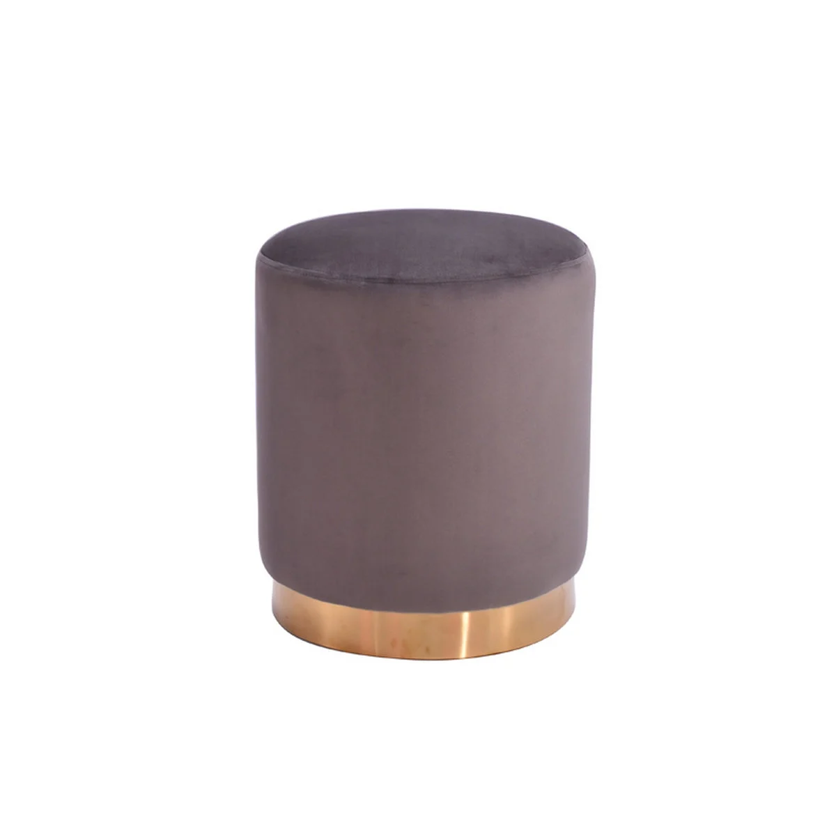 Benzara Velvet Upholstered Ottoman with Steel Base, Large, Gray and Gold