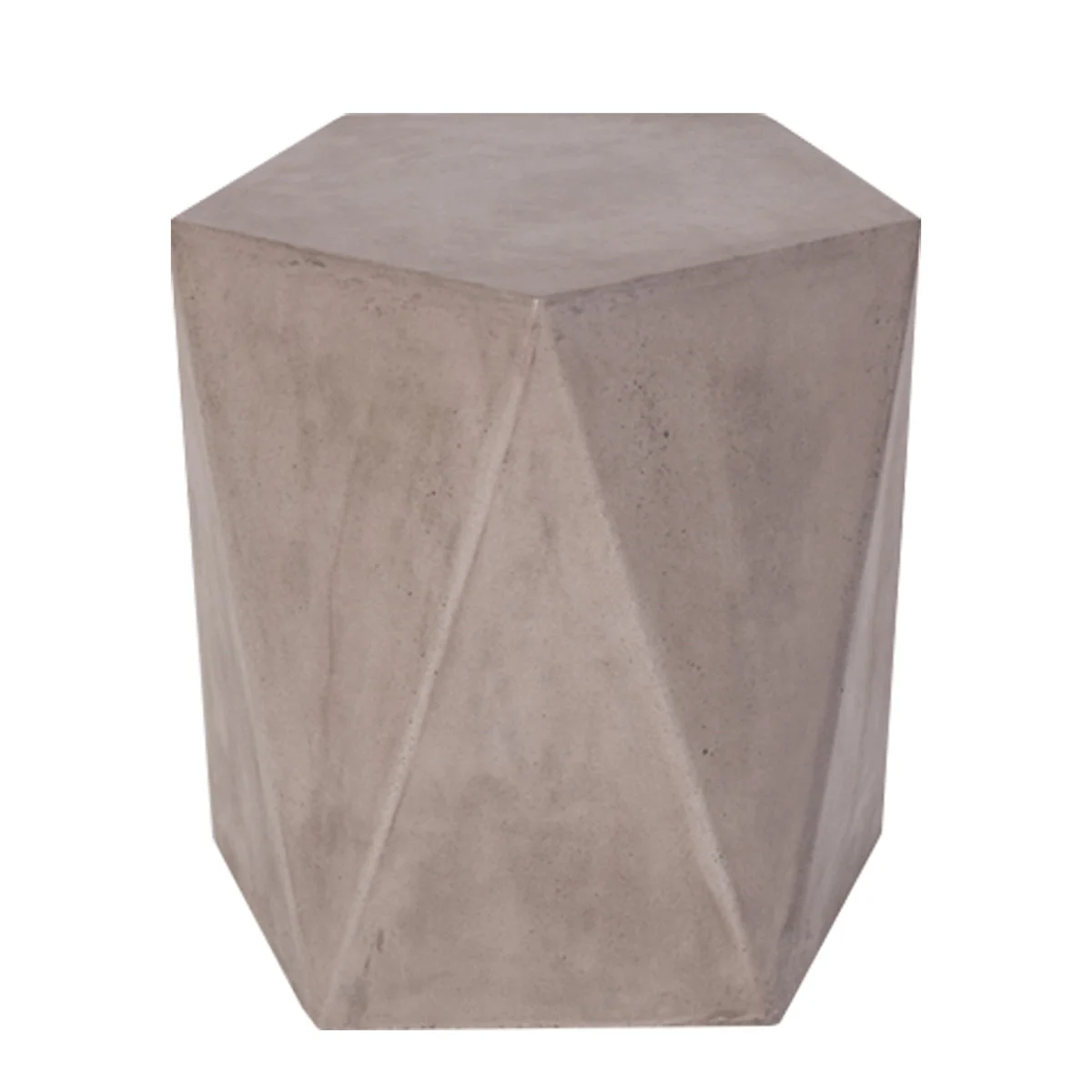 Benzara Modern Design Faceted Concrete Stool with Pentagonal Top, Gray