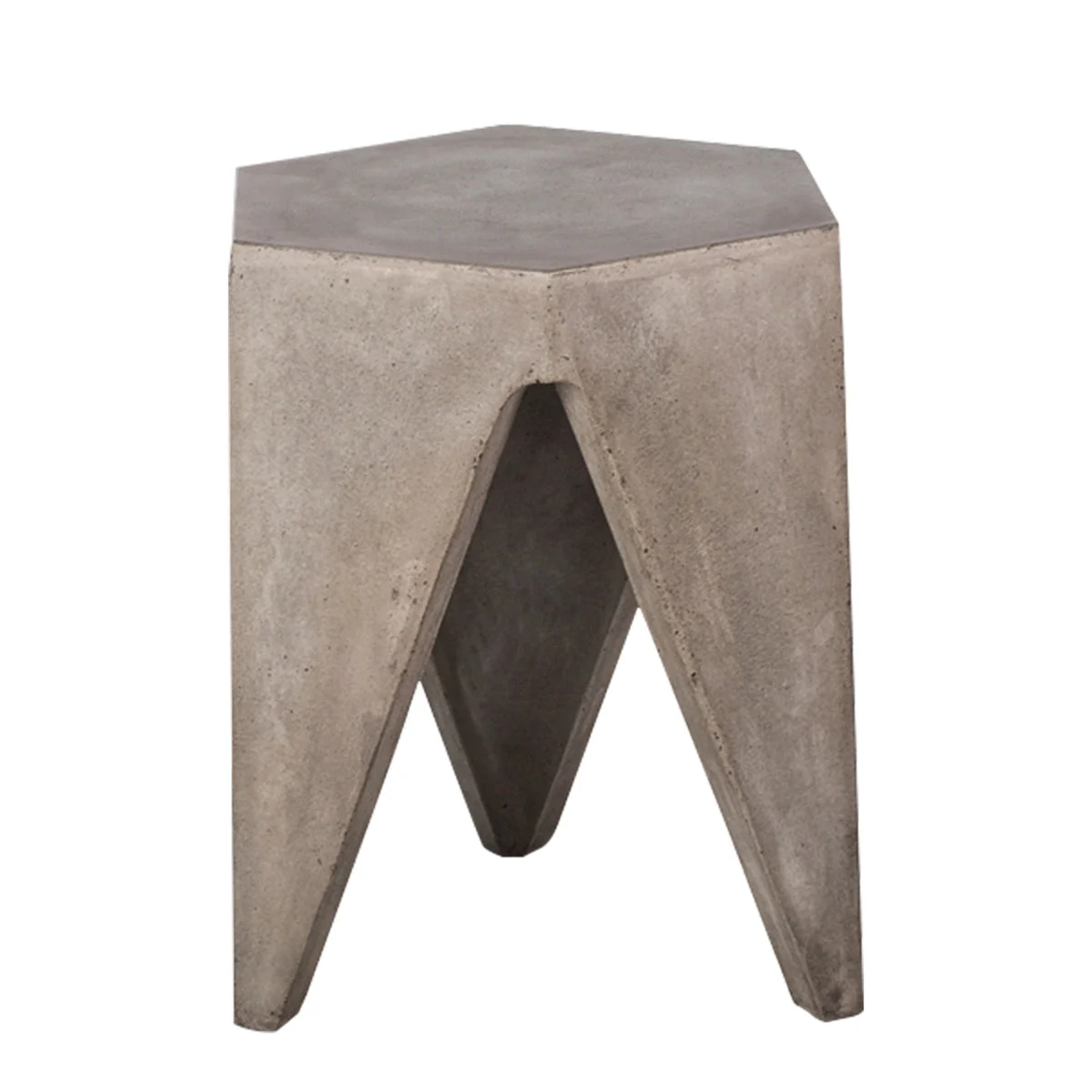 Benzara Contemporary 3 Legged Concrete Stool with Hexagonal Top, Gray