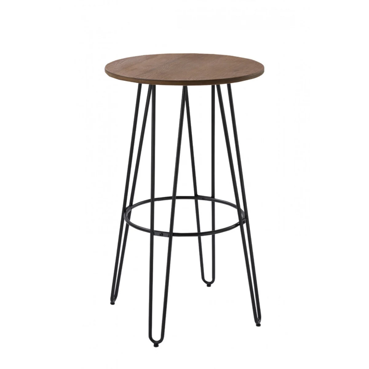 Benzara Contemporary Bar Table with Hairpin Legs and Bamboo Top, Black and Brown