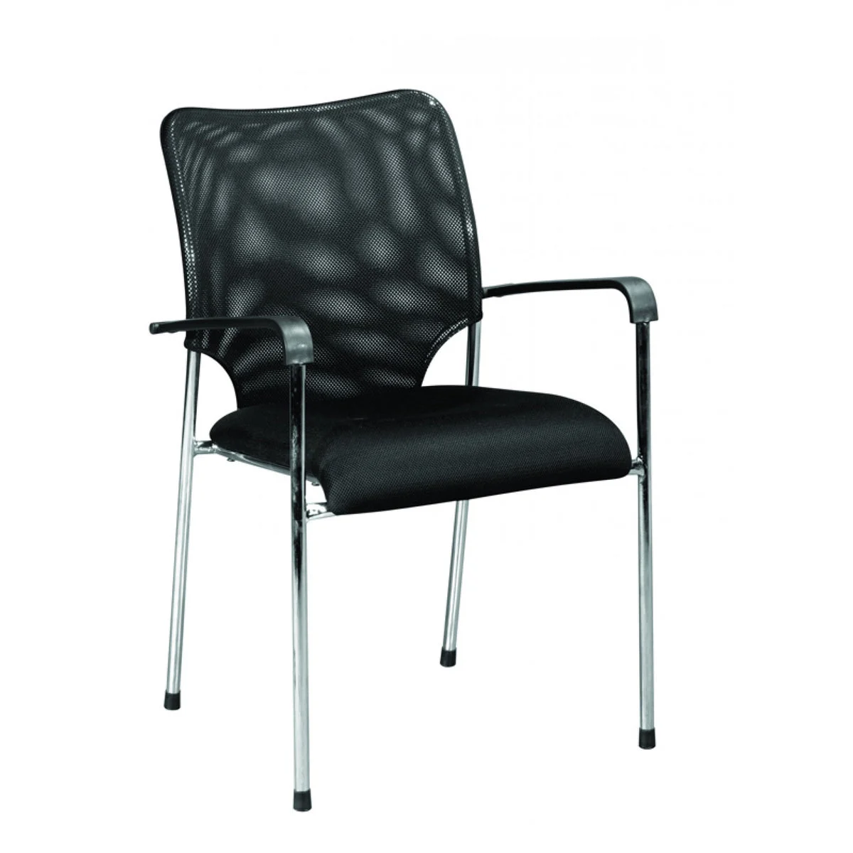 Benzara Fabric Upholstered Office Chair with Tubular Legs and Cushioned Seat, Black