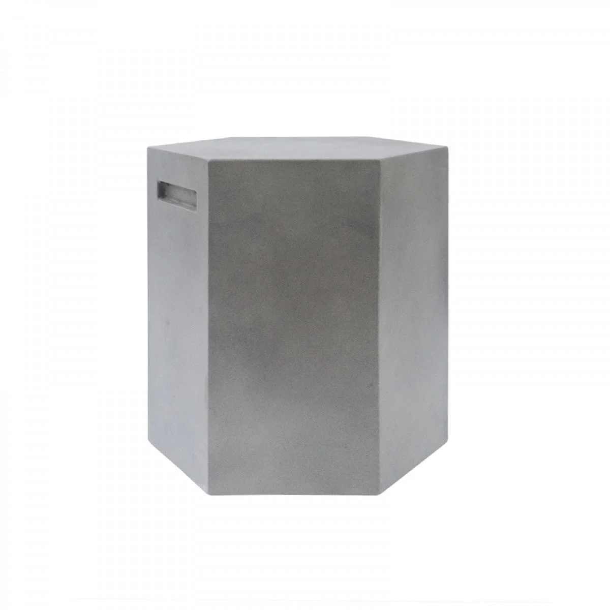Benzara Contemporary Style Hexagonal Concrete Stool with Grove Handle, Gray