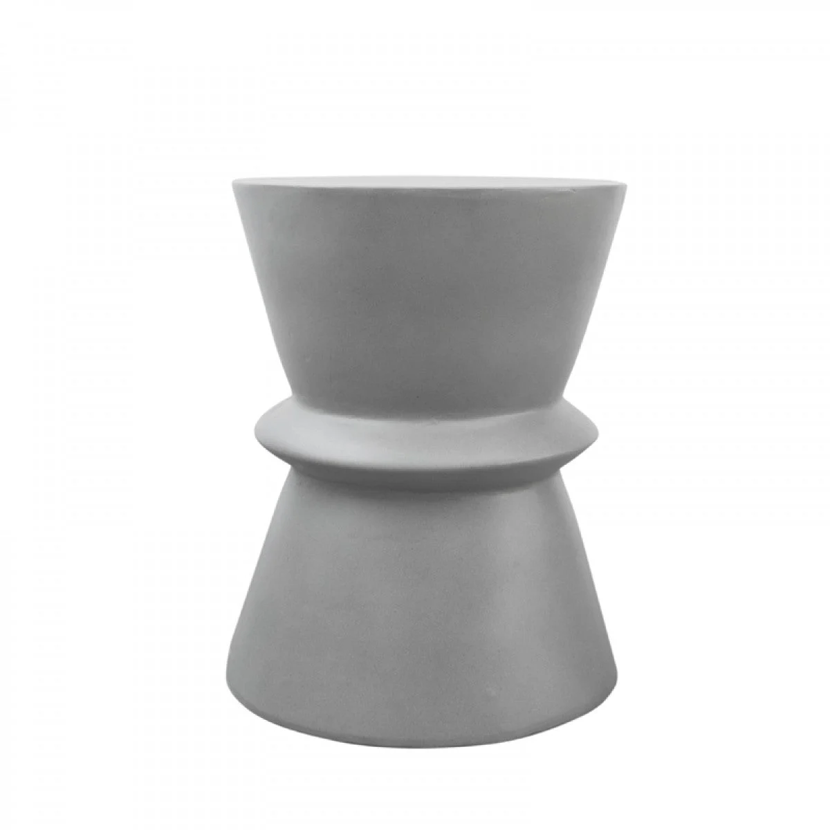Benzara Contemporary Style Hour Glass Shape Concrete Stool, Gray