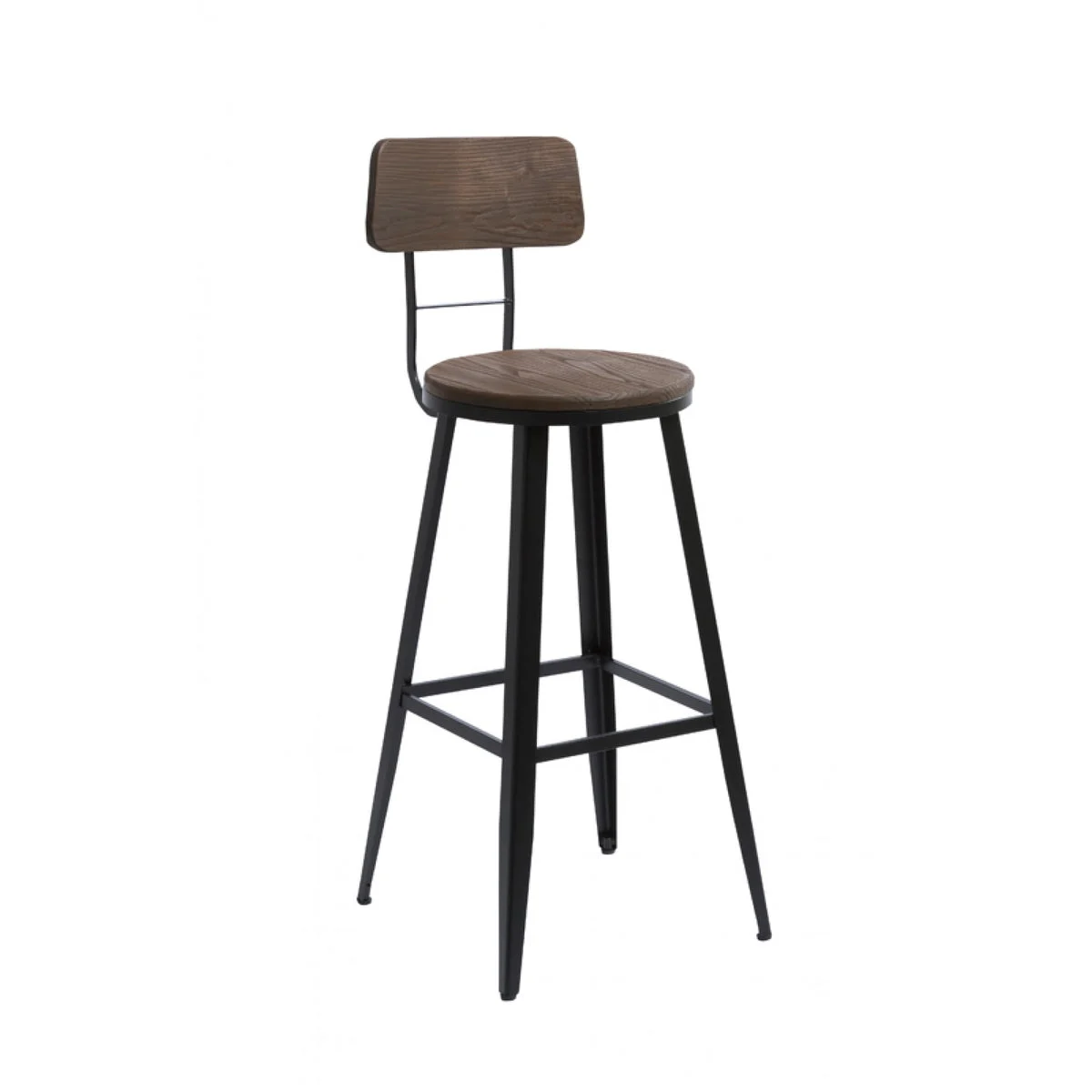 Benzara Contemporary Round Seat Barstool with Angular Legs, Brown and Black