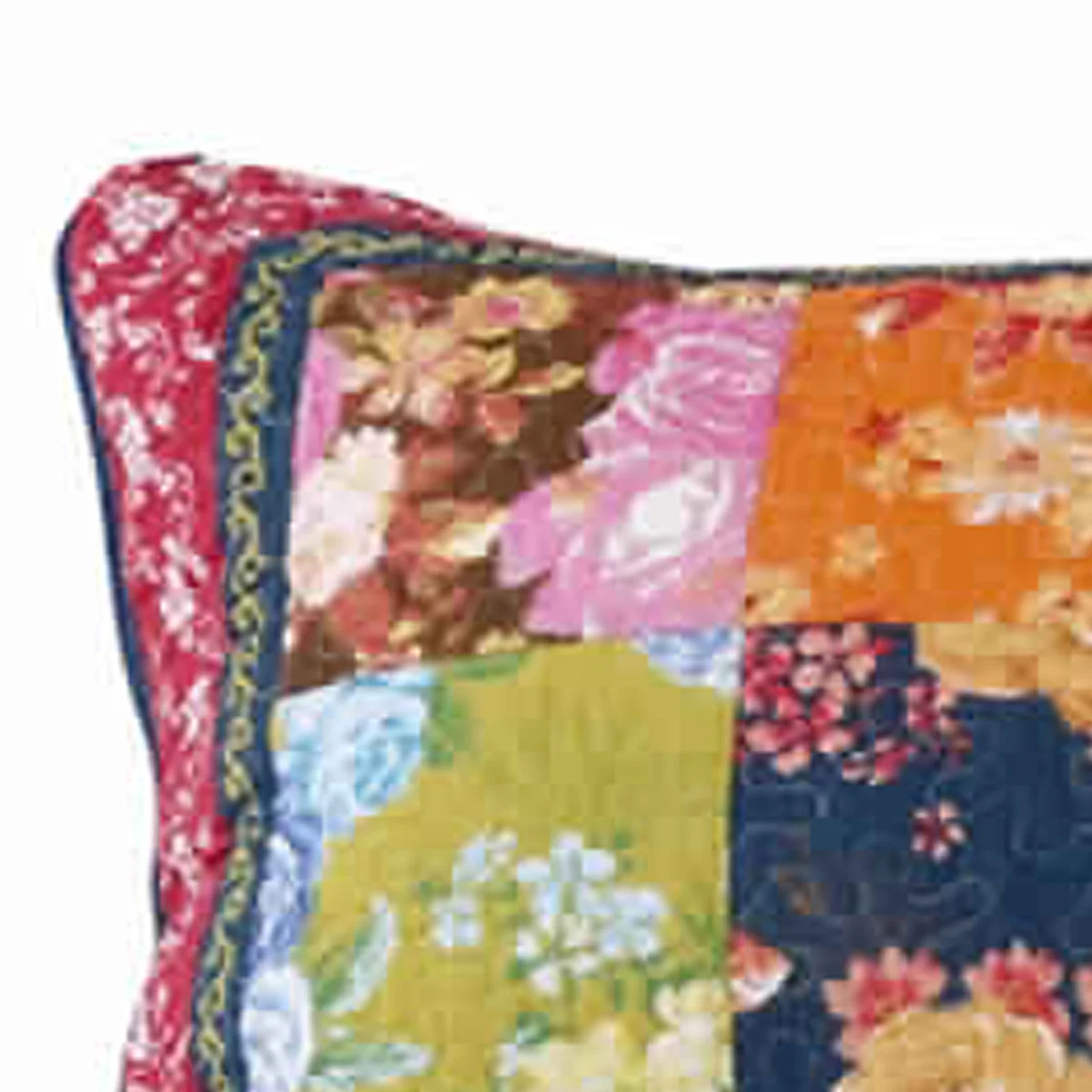 Benzara Polyester Standard Size Pillow Sham with Floral Patchwork, Multicolor
