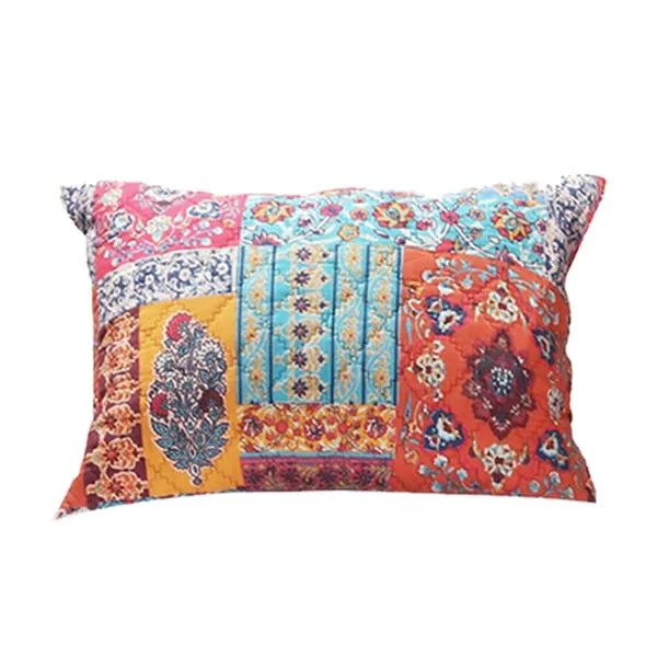 Benzara BM219419 Bohemian Style Fabric King Size Pillow Sham with Floral Pattern, Multicolor