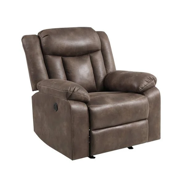Benzara Contemporary Leatherette Glider Recliner with Split Backrest, Brown