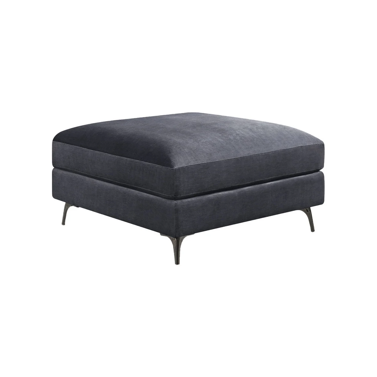 Benzara BM219562 Fabric Upholstered Square Ottoman with Metal Bracket Legs, Gray