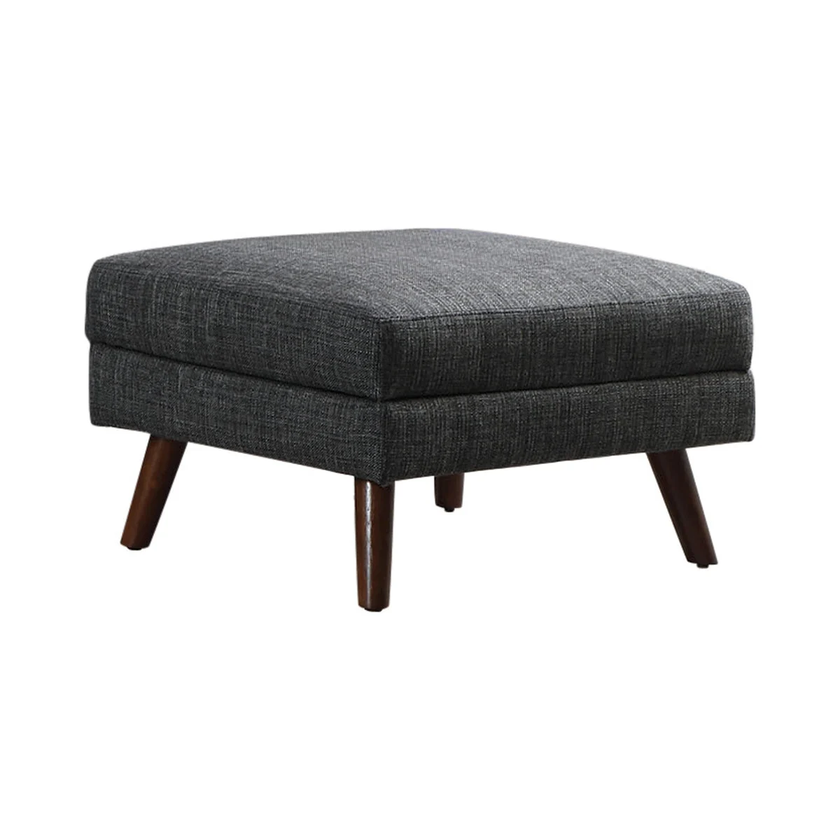 Benzara BM219563 Fabric Upholstered Rectangular Ottoman with Round Angled Legs, Gray