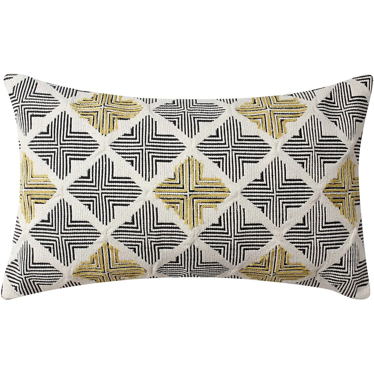 Benzara BM219699 Square Cotton Handwoven Cushion Cover with Arrow Silhouette, Multicolor