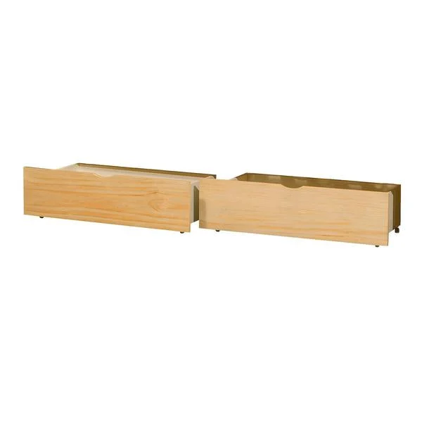 Benzara Underbed Storage Wooden Box with Caster Wheels, Set of 2, Natural Pine