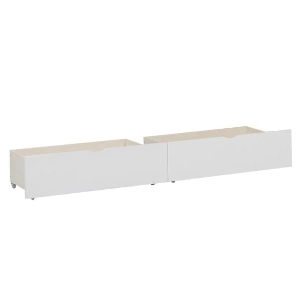 Benzara Underbed Storage Wooden Box with Caster Wheels, Set of 2, White