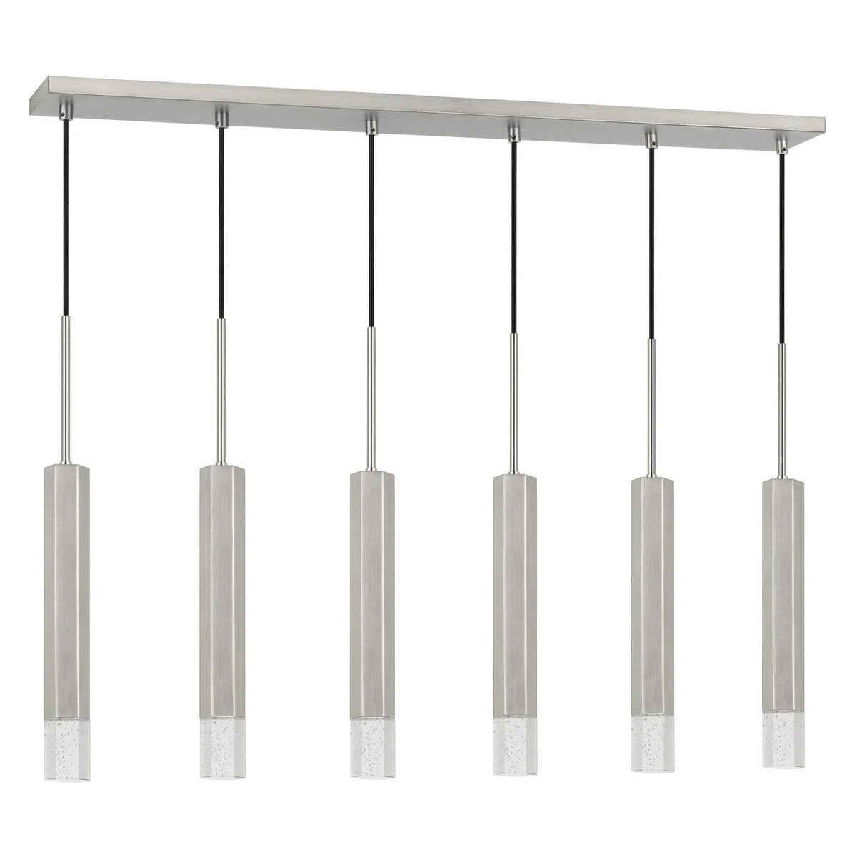 Benzara Hexagonal Metal Frame 6 Led Light Pendant with Glass Diffuser, Gray