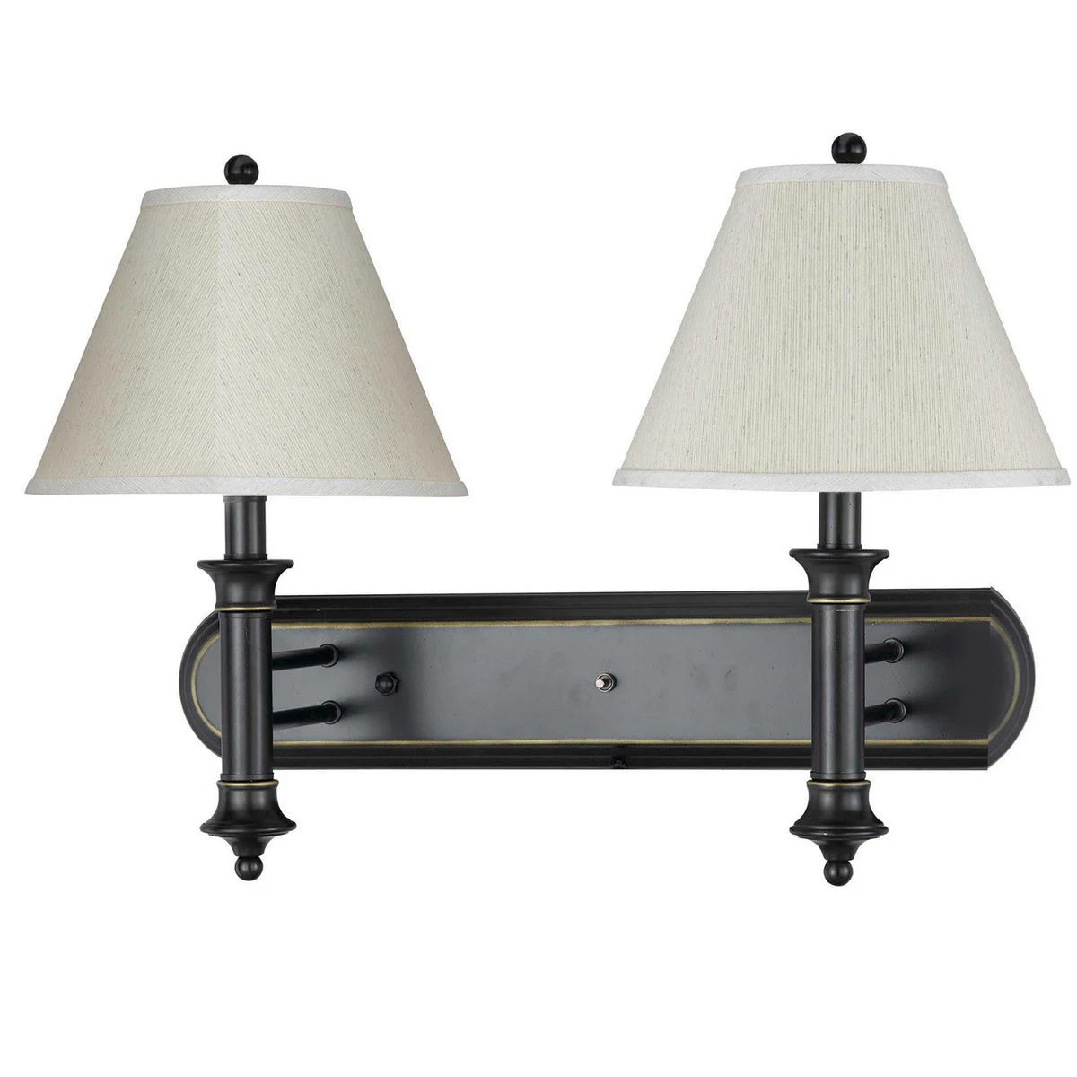 Benzara Dual Lighting Wall Lamp Pedestal Legs and Tapered Shade, Black and White