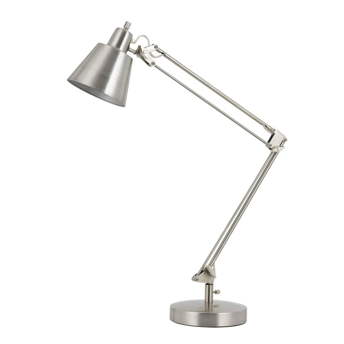 Benzara 60W Metal Task Lamp with Adjustable Arms and Swivel Head, Set of 2, Silver