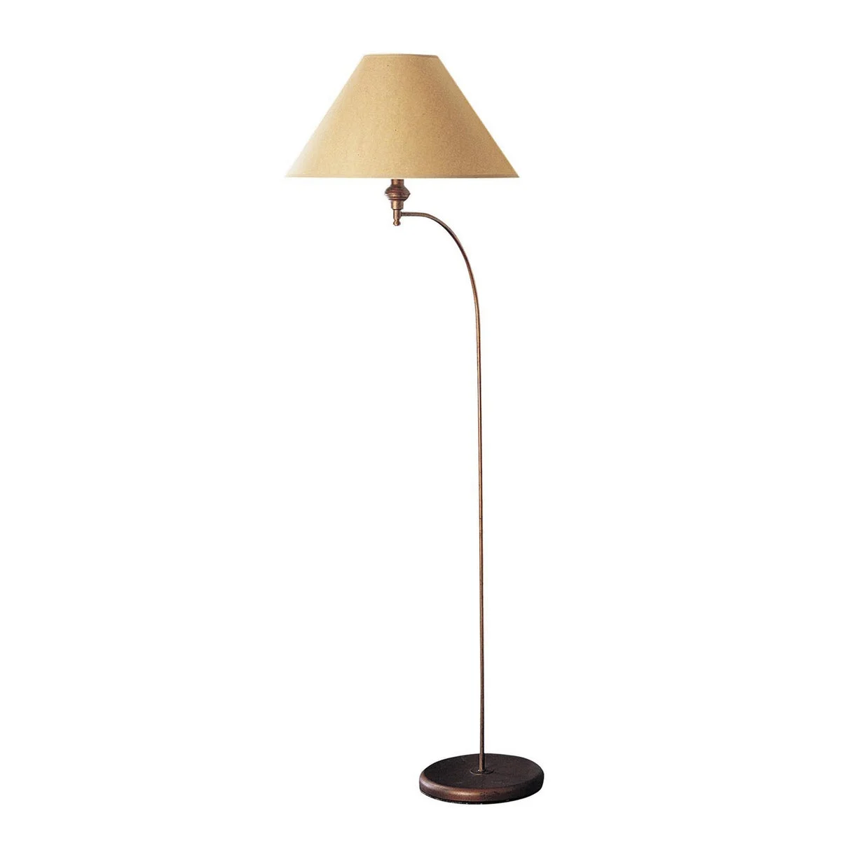 Benzara 3 Way Metal Mini Floor Lamp with Arc Design and Fabric Coolie Shade, Bronze