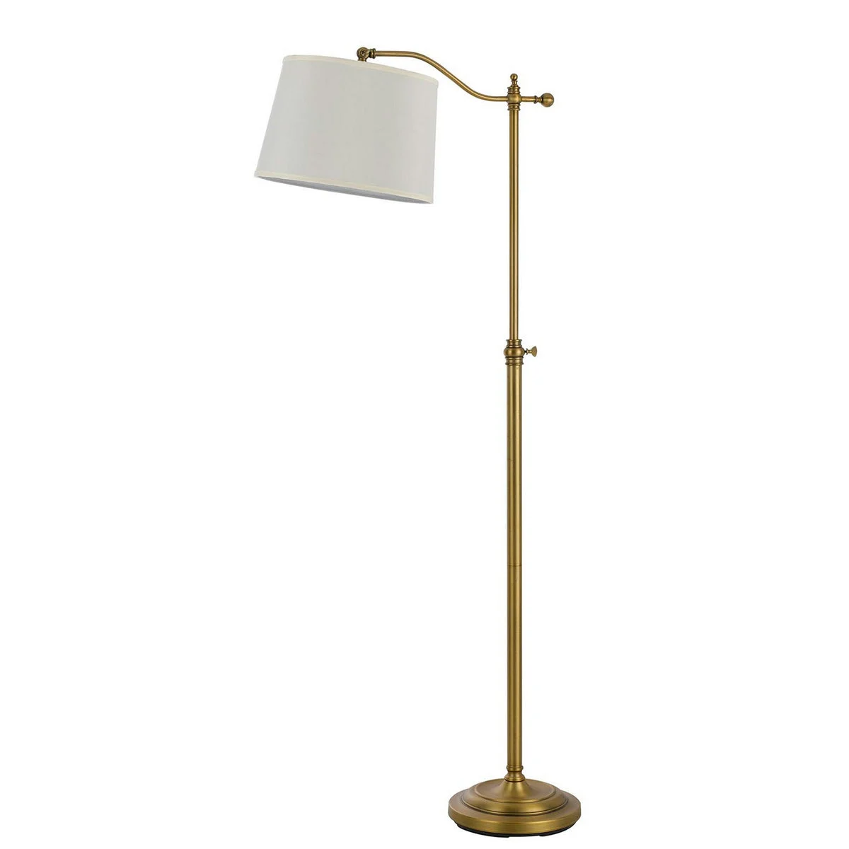Benzara 100 Watt Metal Down Bride Floor lamp with Fabric Tapered Drum Shade, Gold