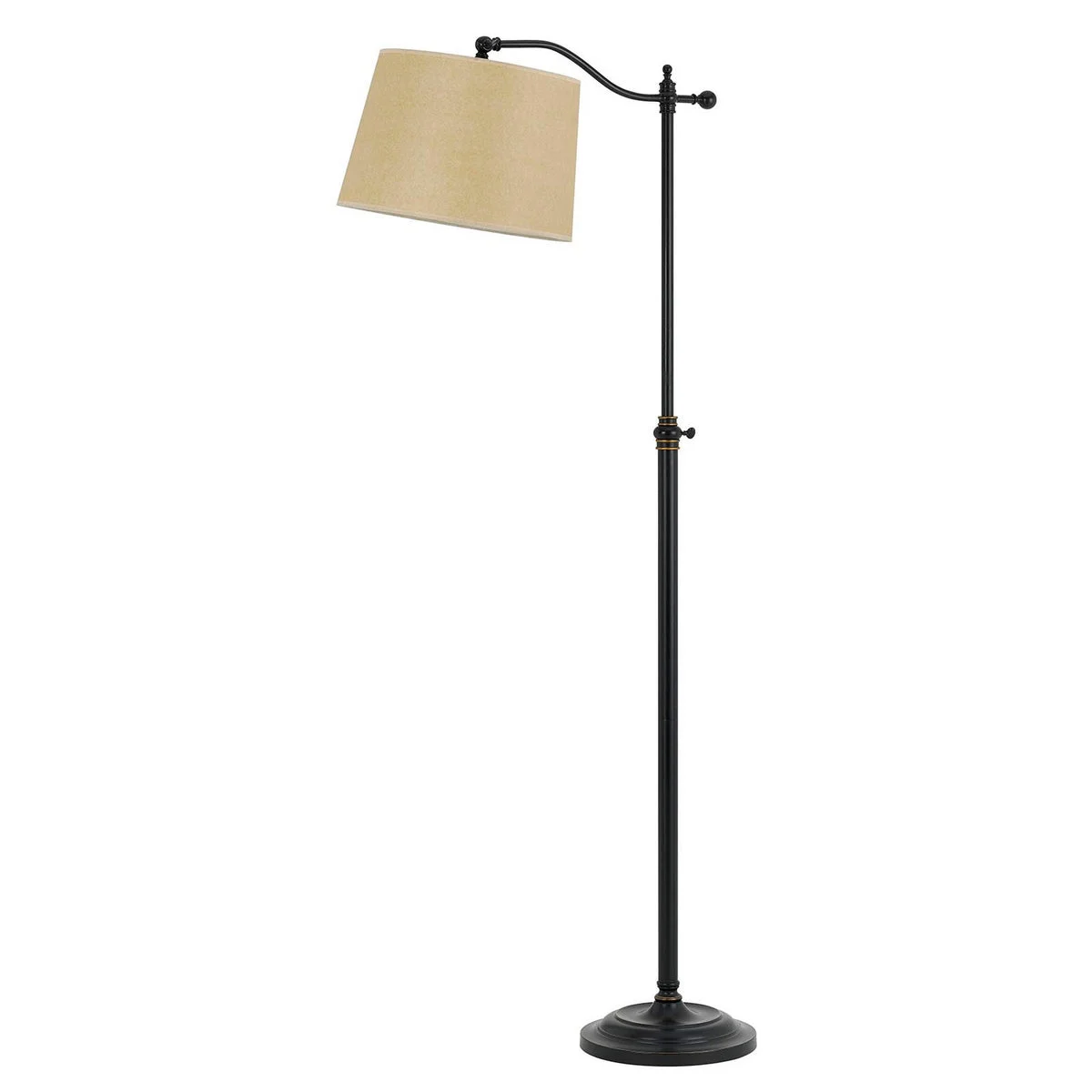 Benzara 100 Watt Metal Down Bride Floor lamp with Fabric Tapered Drum Shade, Black