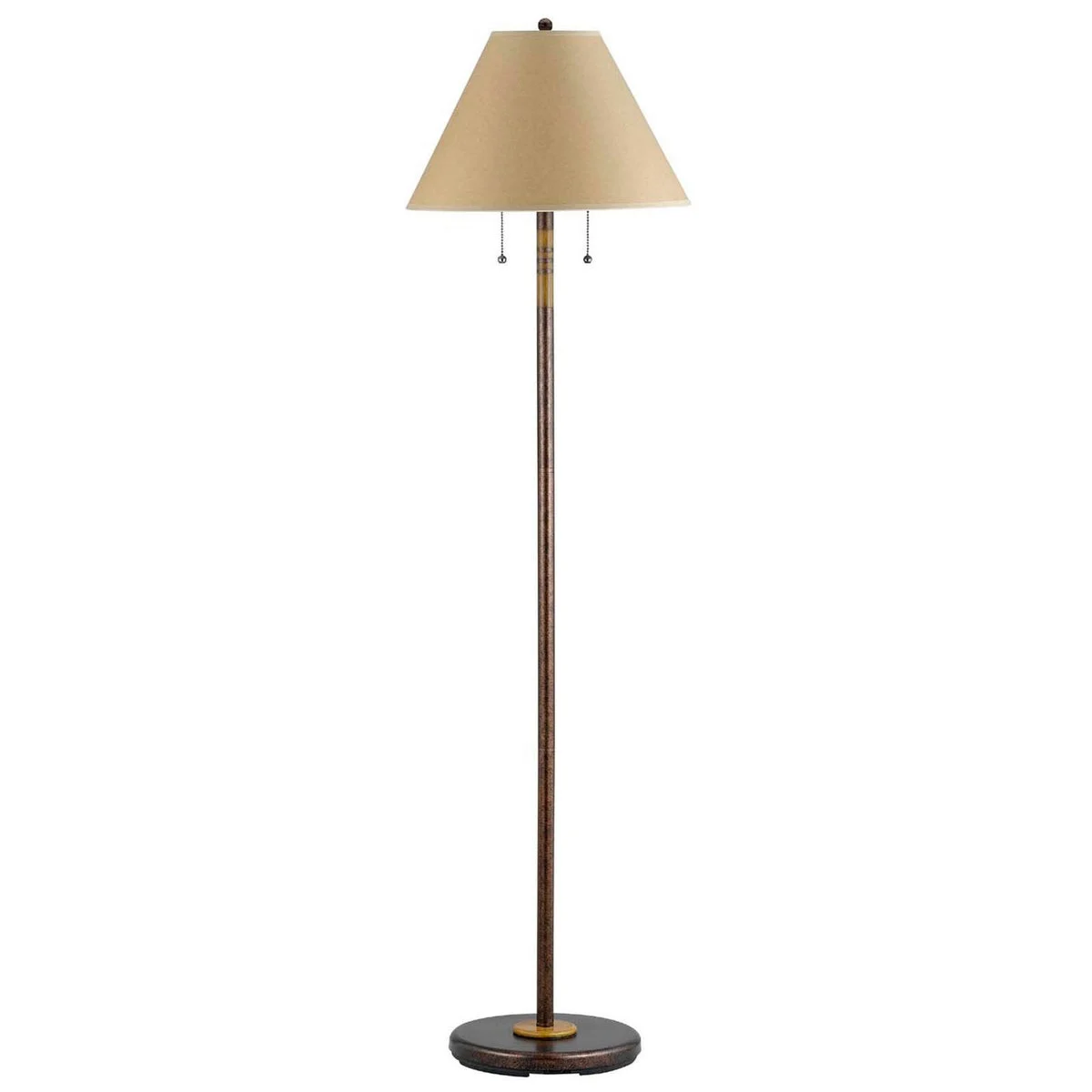 Benzara 120 Watt Metal Floor Lamp with 2 Lights and Pull Chain Switch, Bronze