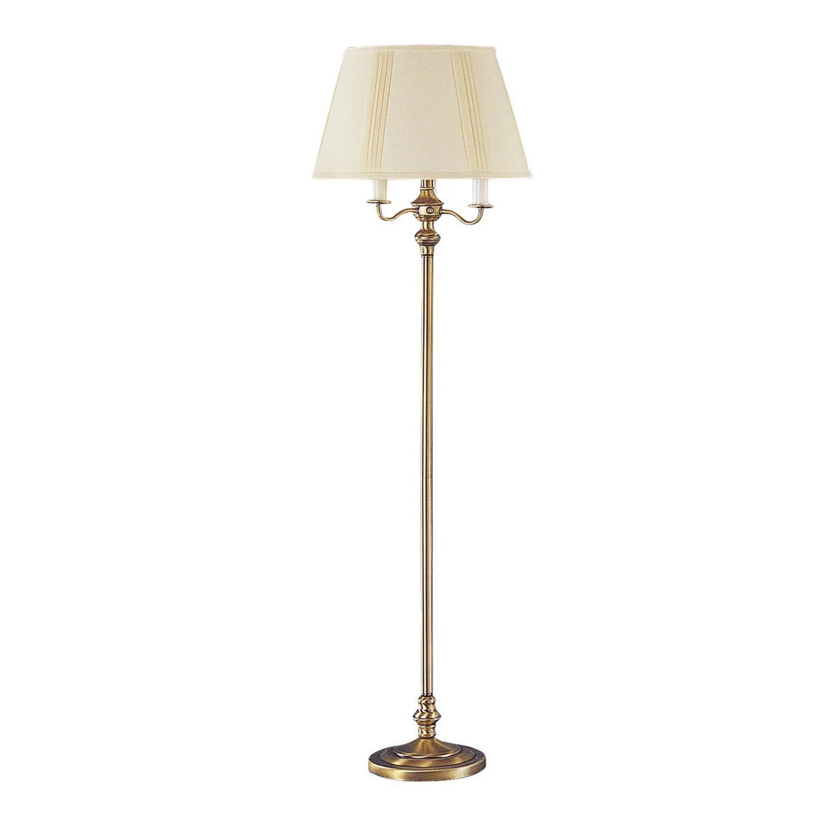 Benzara 150 Watt 6 Way Metal Floor Lamp with Fabric Tapered Shade, Gold