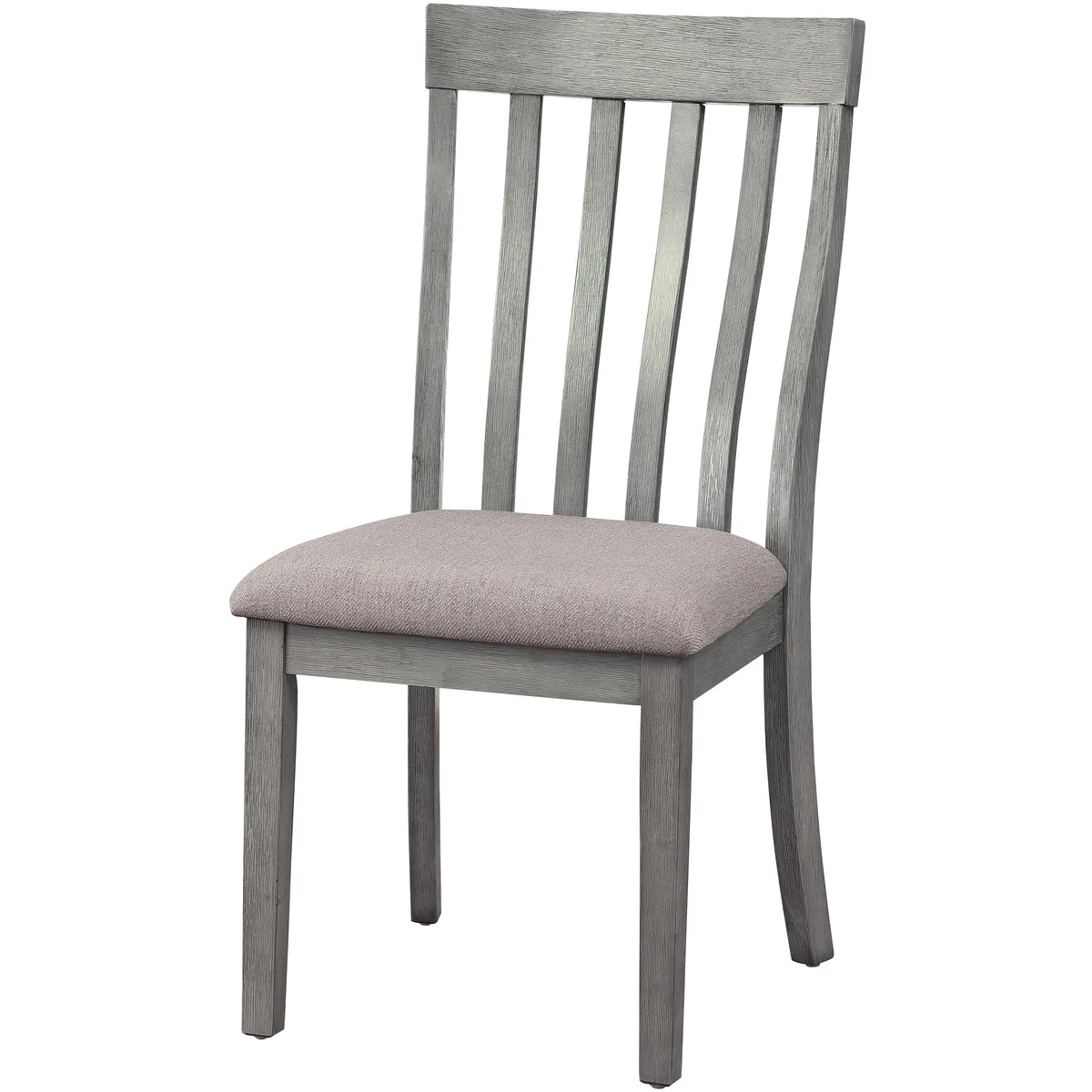 Benzara Vertical Slatted Curved Back Side Chair with Fabric Seat, Set of 2, Gray