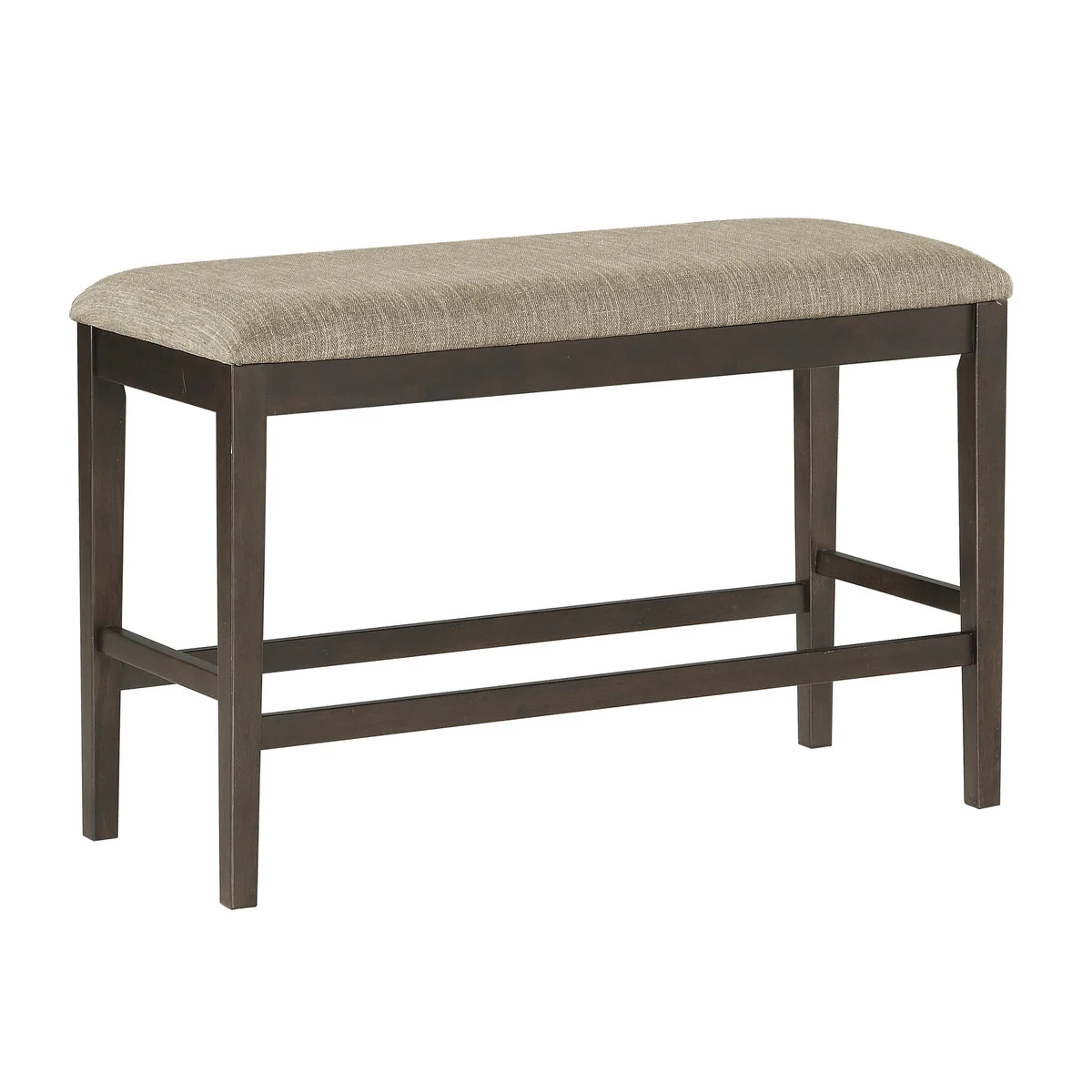 Benzara Fabric Upholstered Rectangular Wooden Counter Height Bench, Brown