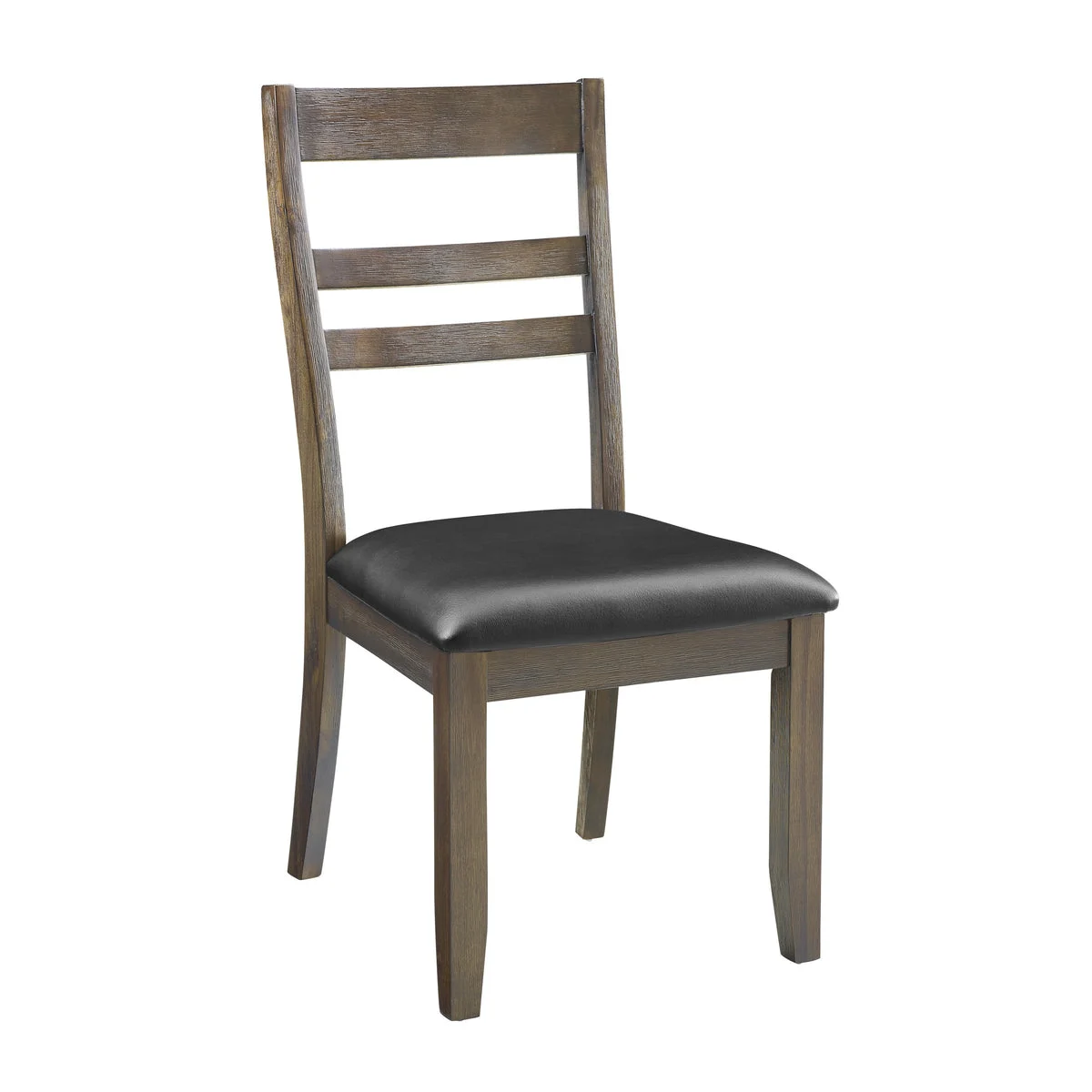 Benzara Rustic Ladder Style Side Chair with Leatherette Seat, Set of 2, Brown