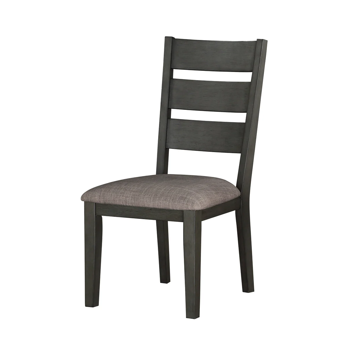 Benzara Transitional Wooden Side Chair with Fabric Padded Seat Ladder backrest,Gray