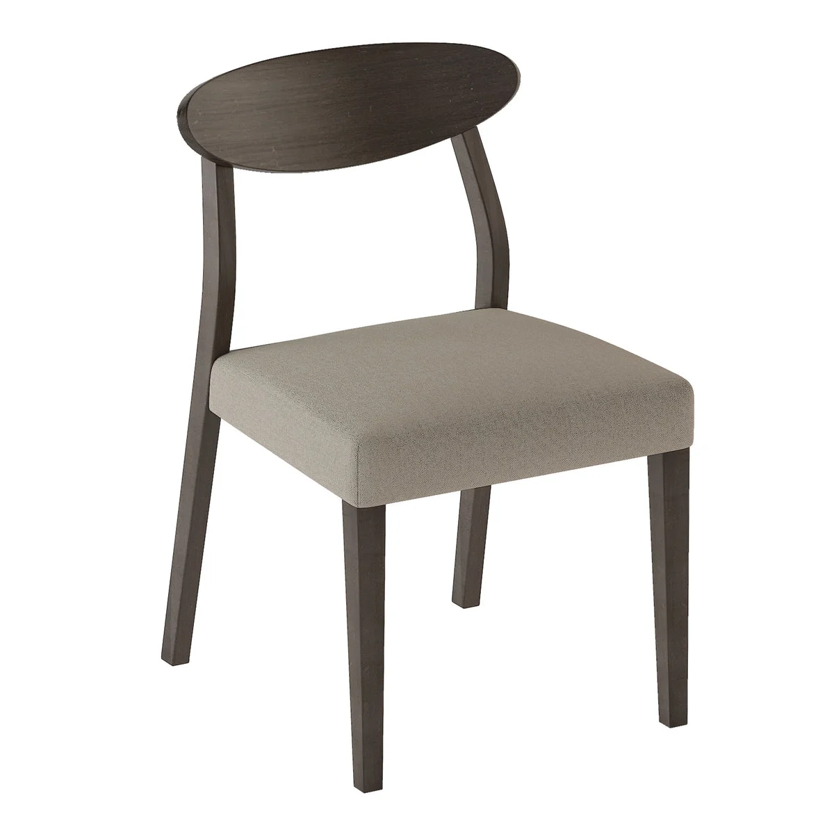 Benzara Wooden Side Chair with Fabric Padded Seat and Curved Backrest, Brown
