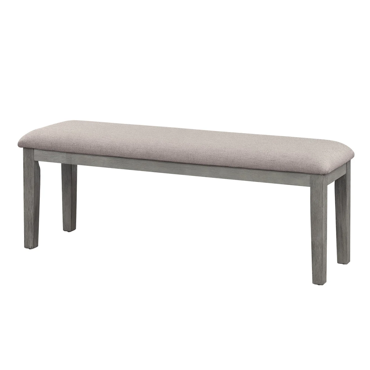 Benzara Rectangular Style Wooden Bench with Fabric Upholstered Seat, Gray