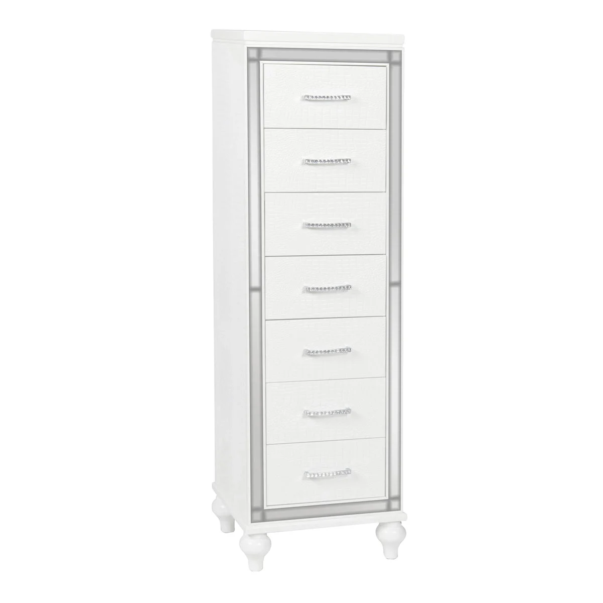 Benzara Modern Style Wooden Chest with Mock Croc Panels, White