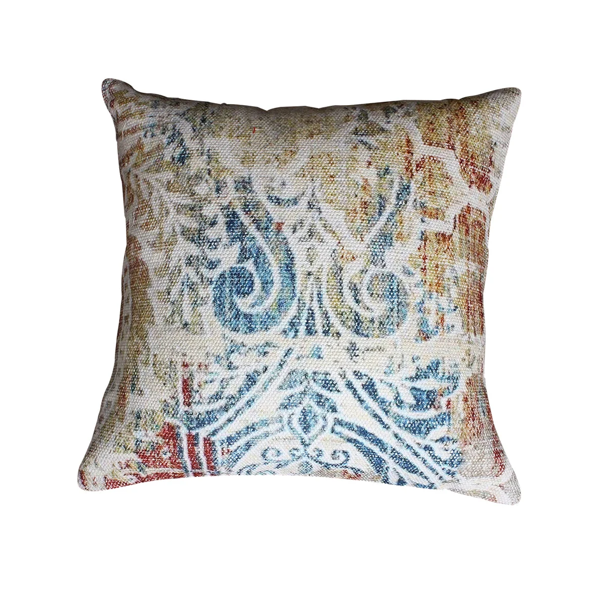 Benzara BM221652 18 x 18 Hand Block Printed Cotton Accent Pillow, Multicolor