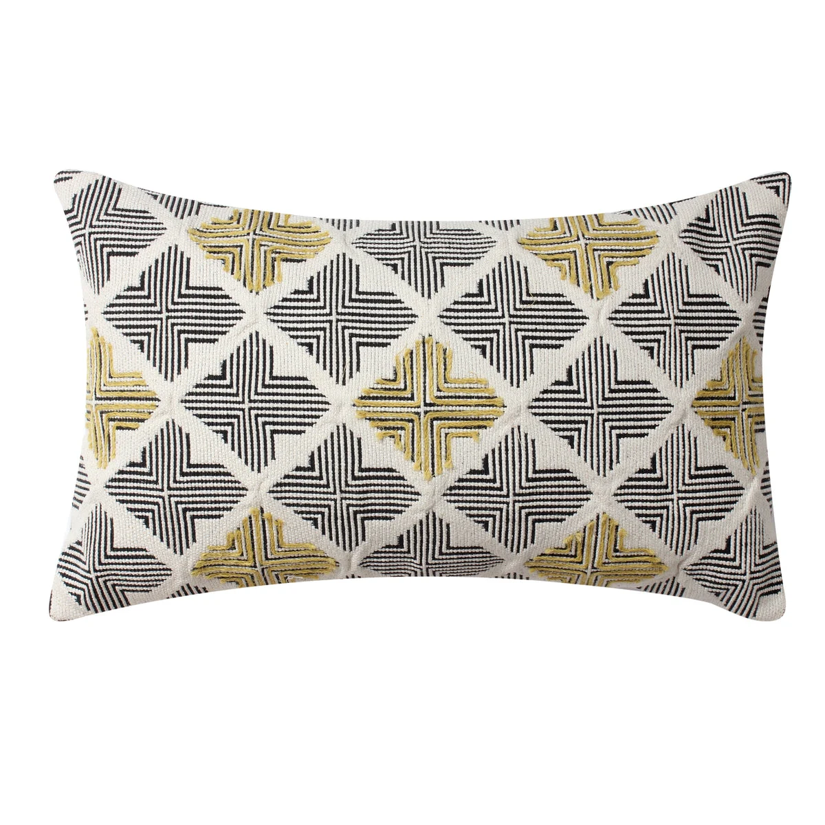 Benzara BM221671 20 x 12 Handwoven Cotton Accent Pillow with Jacquard Print, Multicolor